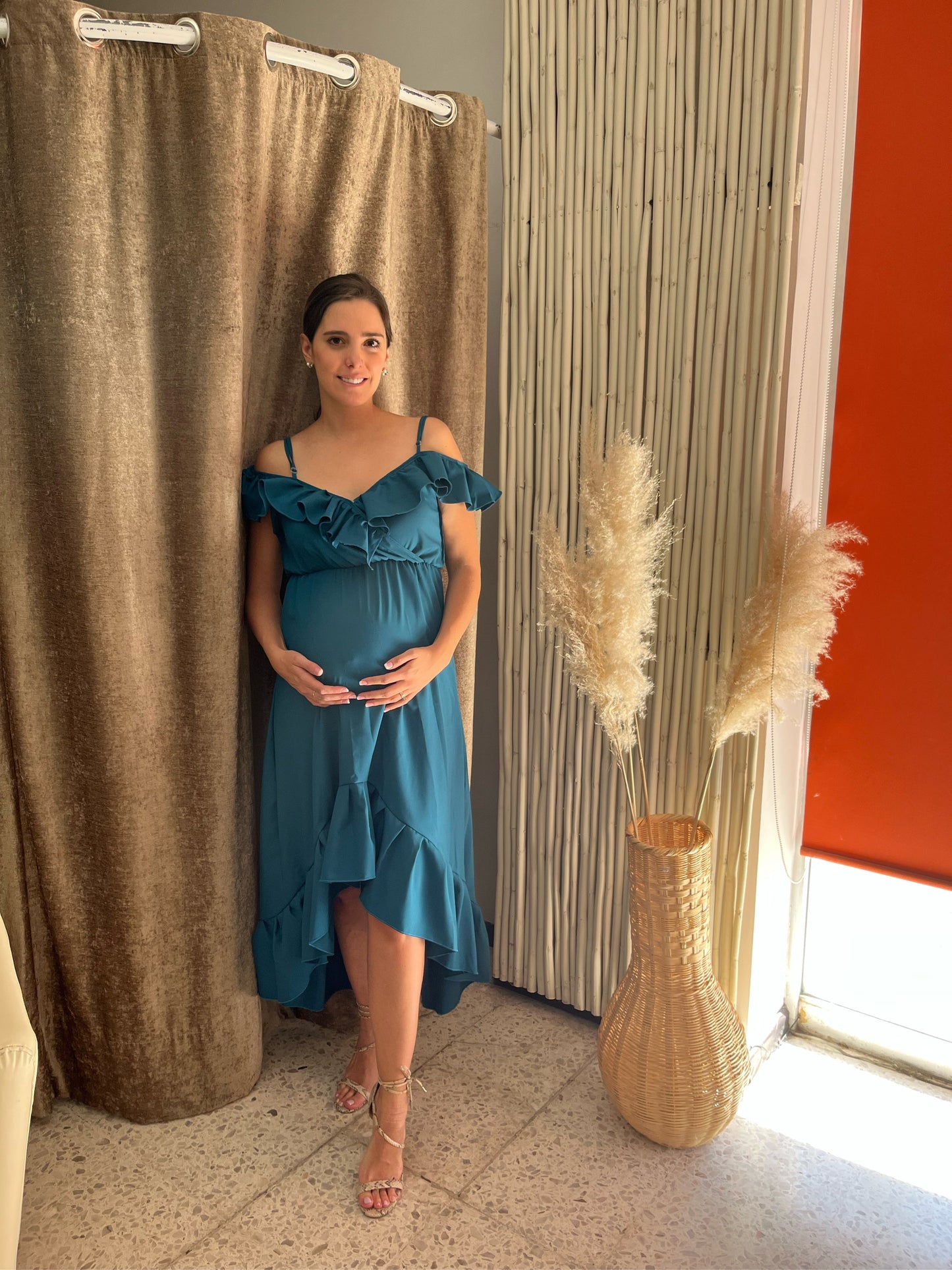 Vestido de maternidad, Carlota azul verdoso