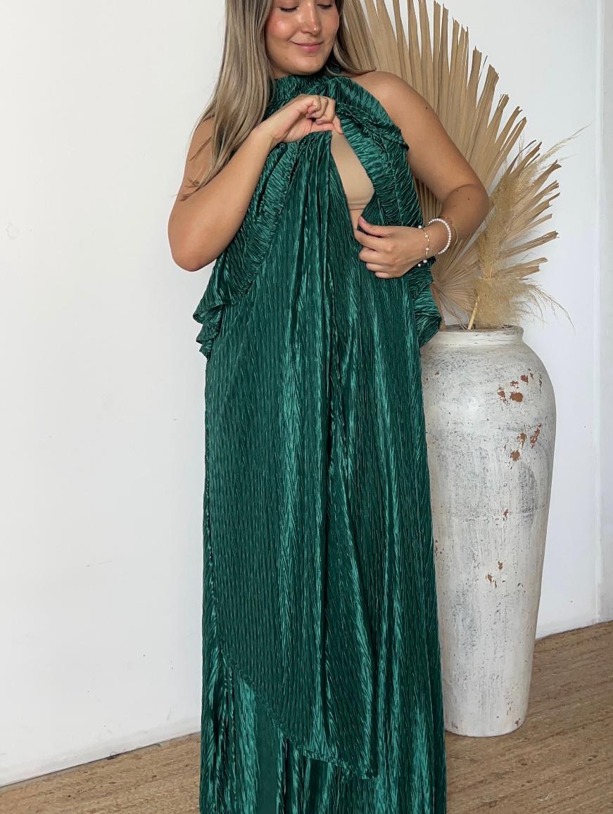 Vestido Ariel de maternidad y lactancia aqua corrugado