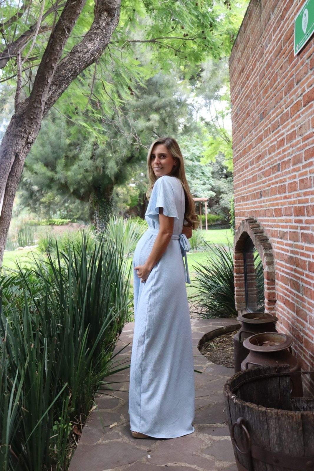 Vestido maternidad, Love azul bajito textura