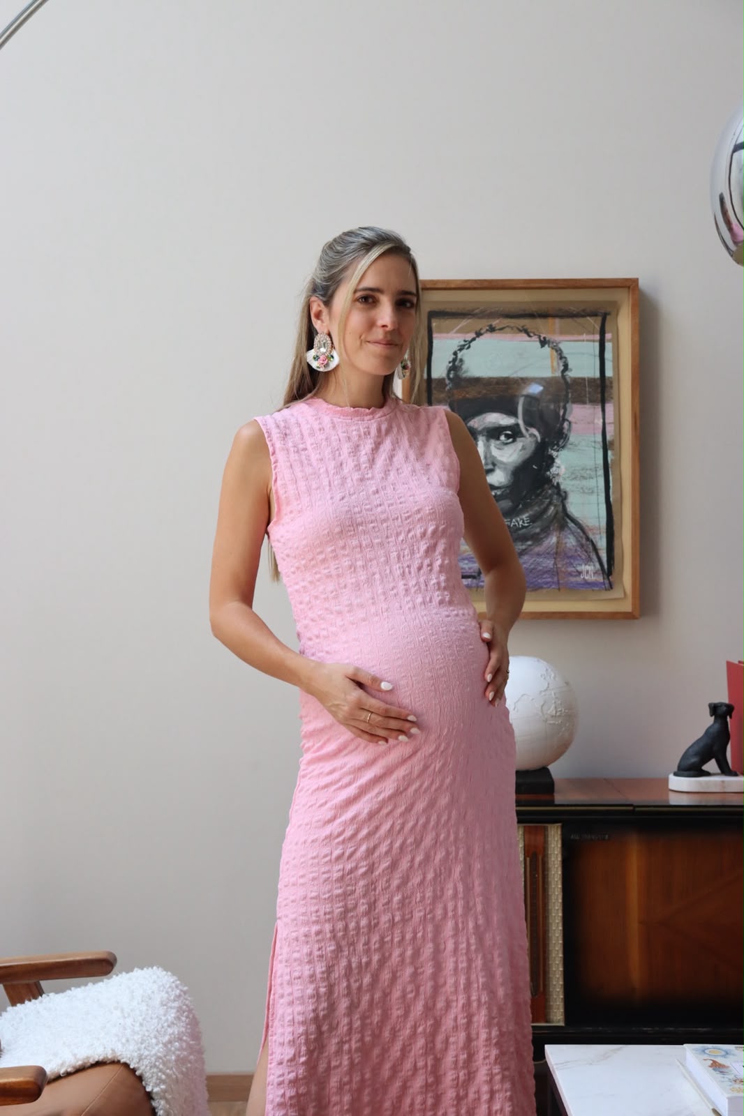 Vestido de maternidad Leslie, rosa cuadros