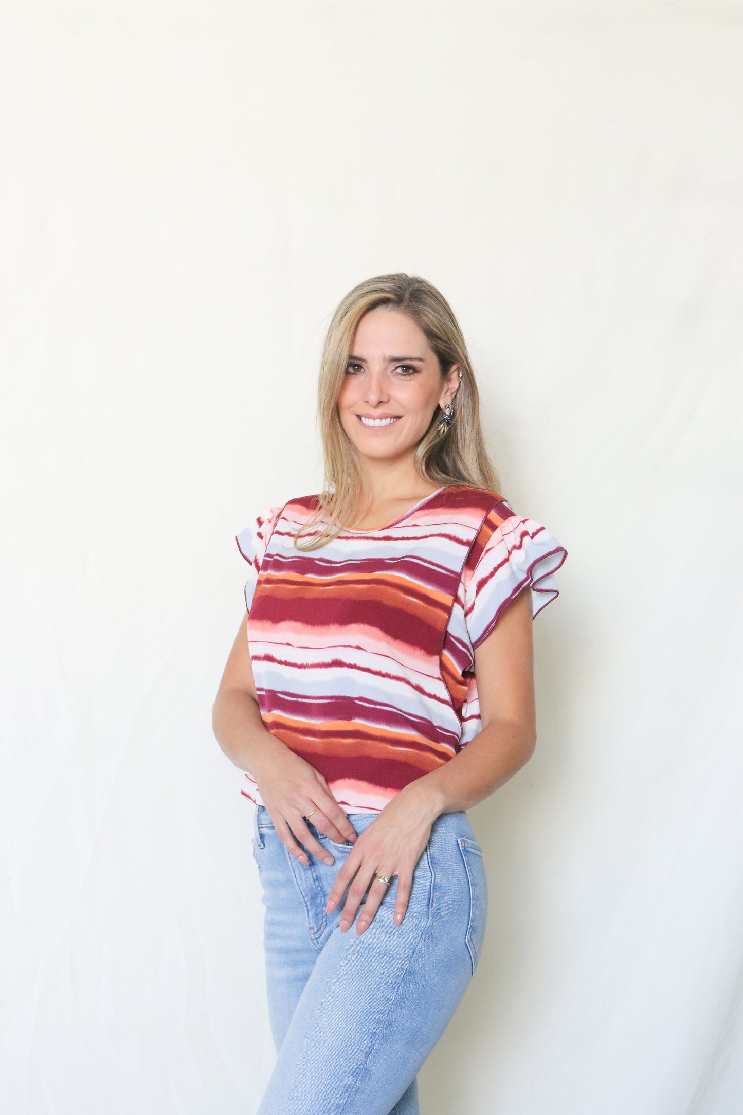 Blusa de lactancia andy wine rayas
