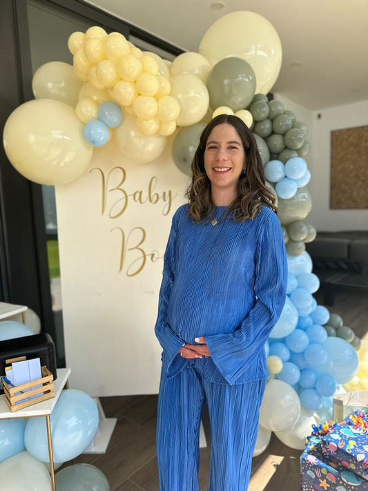 Conjunto de maternidad Mayte, azul corrugado G