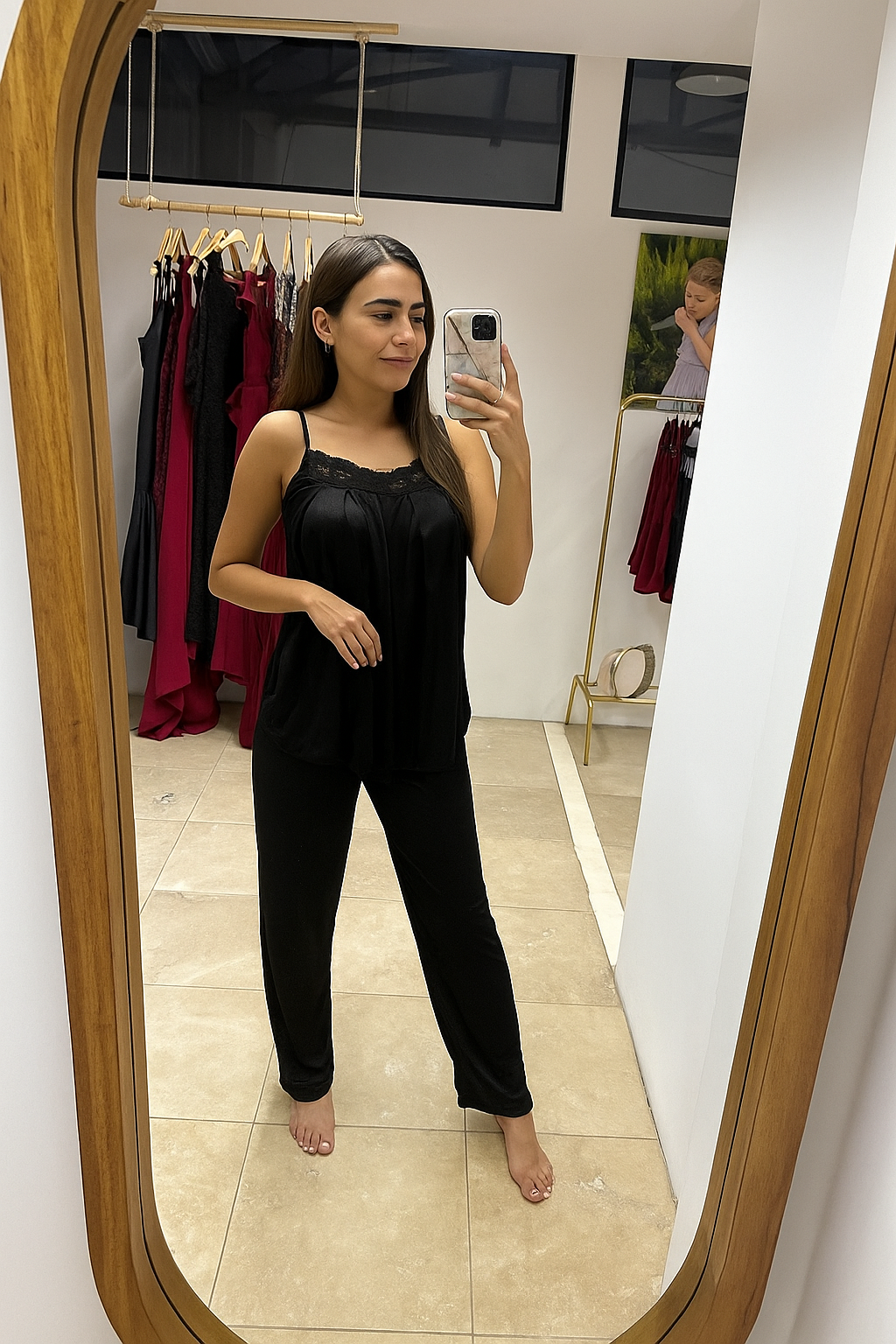 Pijama Conjunto de maternidad y lactancia negra
