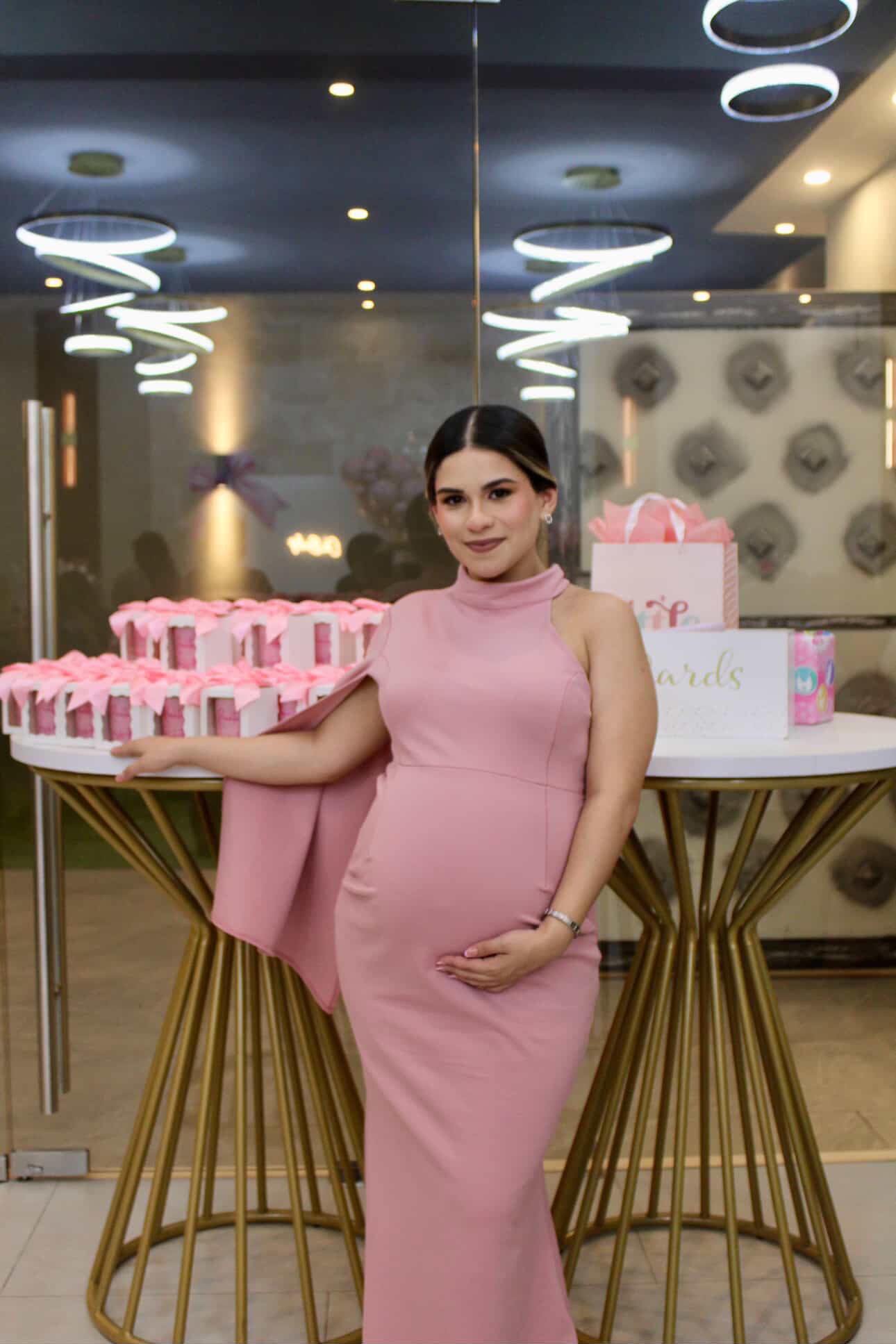 Vestido de maternidad Carola, rosa fuerte largo