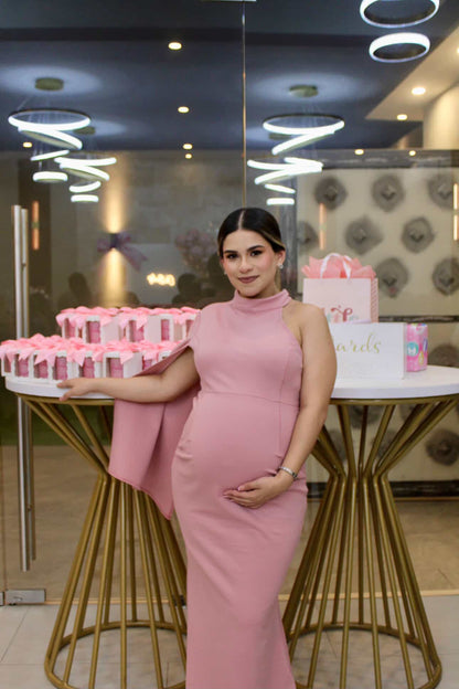 Vestido de maternidad Carola, rosa fuerte largo