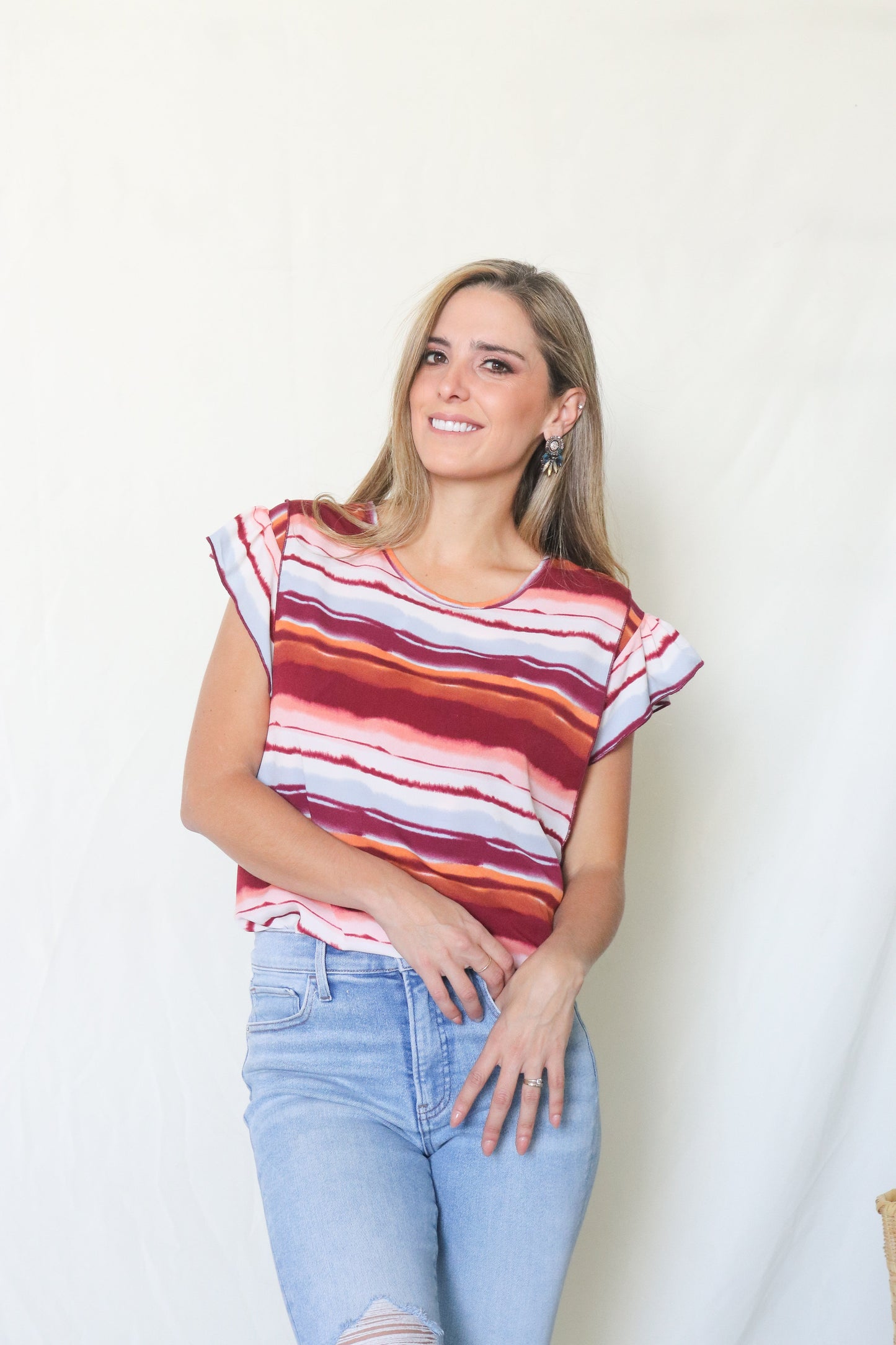 Blusa de lactancia andy wine rayas