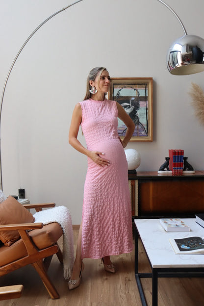 Vestido de maternidad Leslie, rosa cuadros