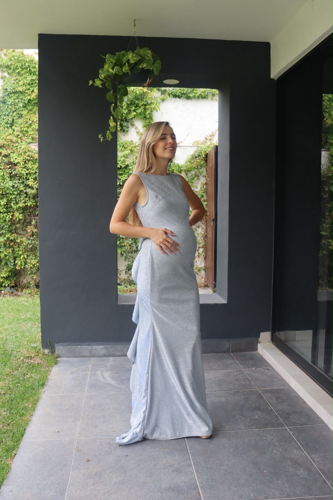 Vestido de maternidad moño Charlotte, plateado