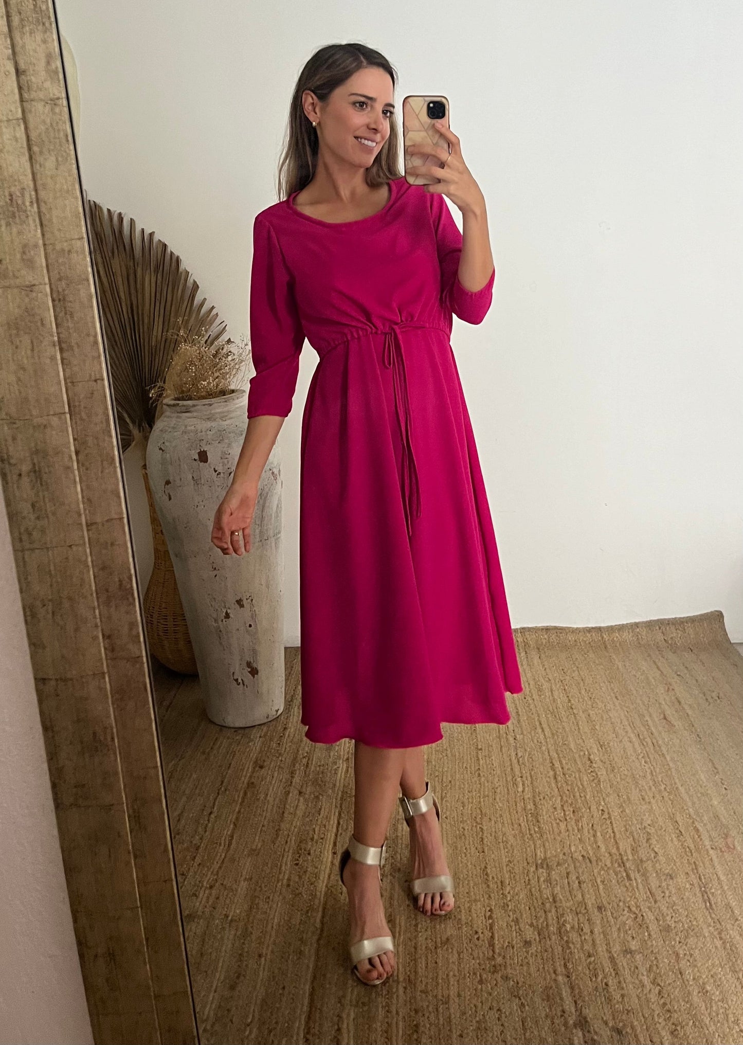 Vestido maternidad y lactancia, Hanna rosa Barbie largo CH, M, G, XG
