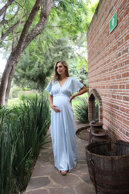 Vestido maternidad, Love azul bajito textura