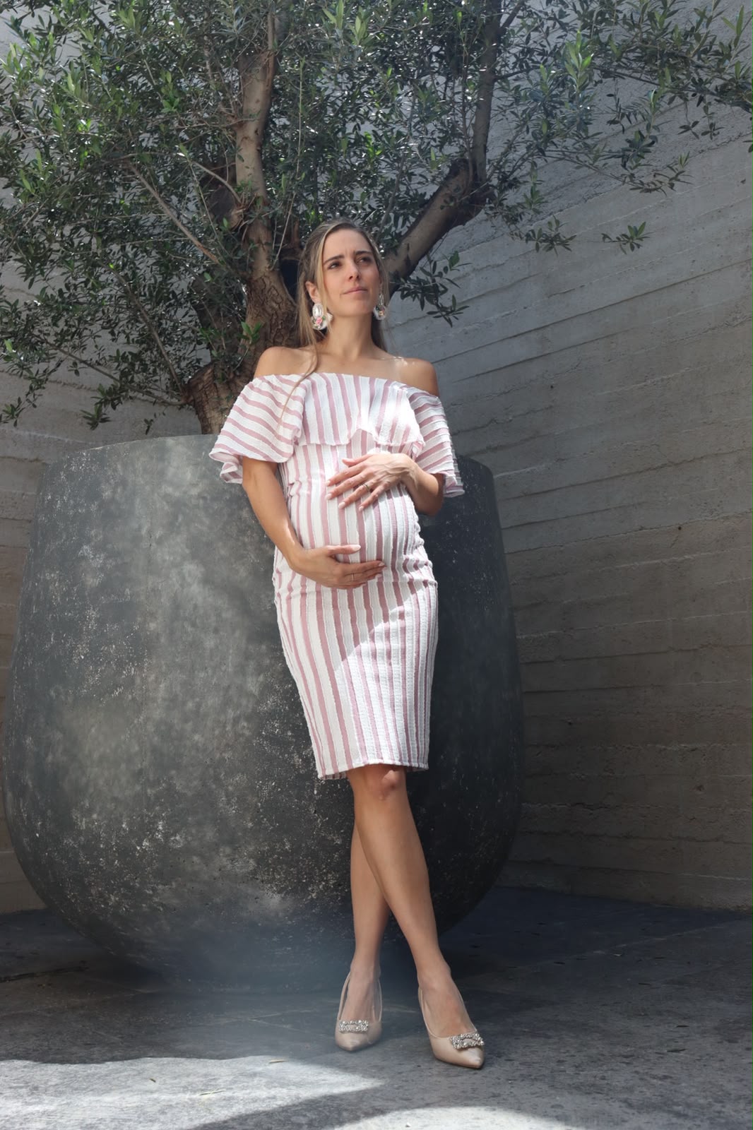 Vestido de maternidad, Arantza Rosa franjas