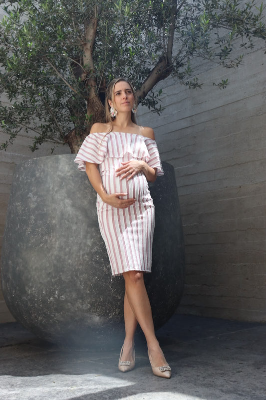 Vestido de maternidad, Arantza Rosa franjas