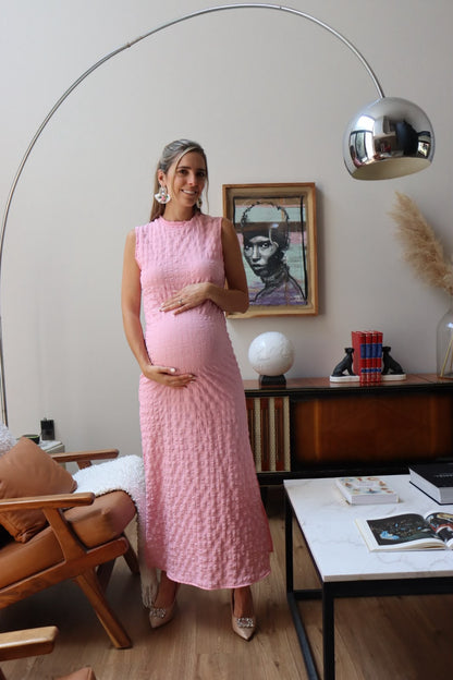 Vestido de maternidad Leslie, rosa cuadros