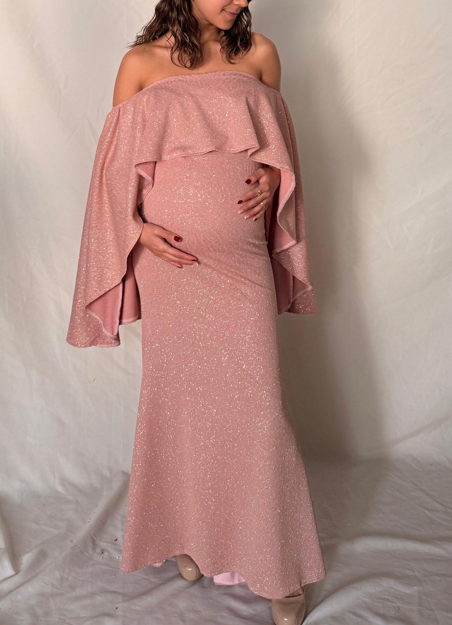 Vestido de maternidad Amparo, rosa brilloso licra CH, M