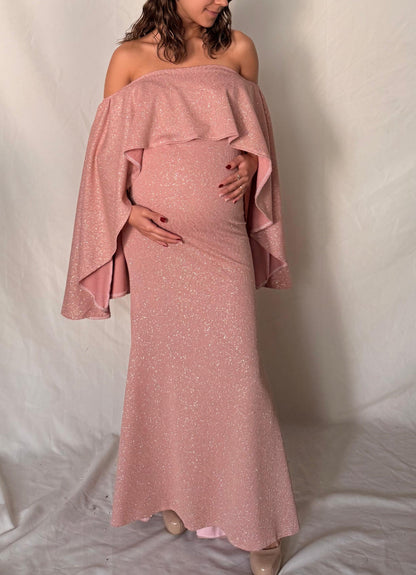 Vestido de maternidad Amparo, rosa brilloso licra CH, M