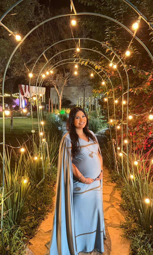 Vestido de maternidad Eliana, azul polvo licra M