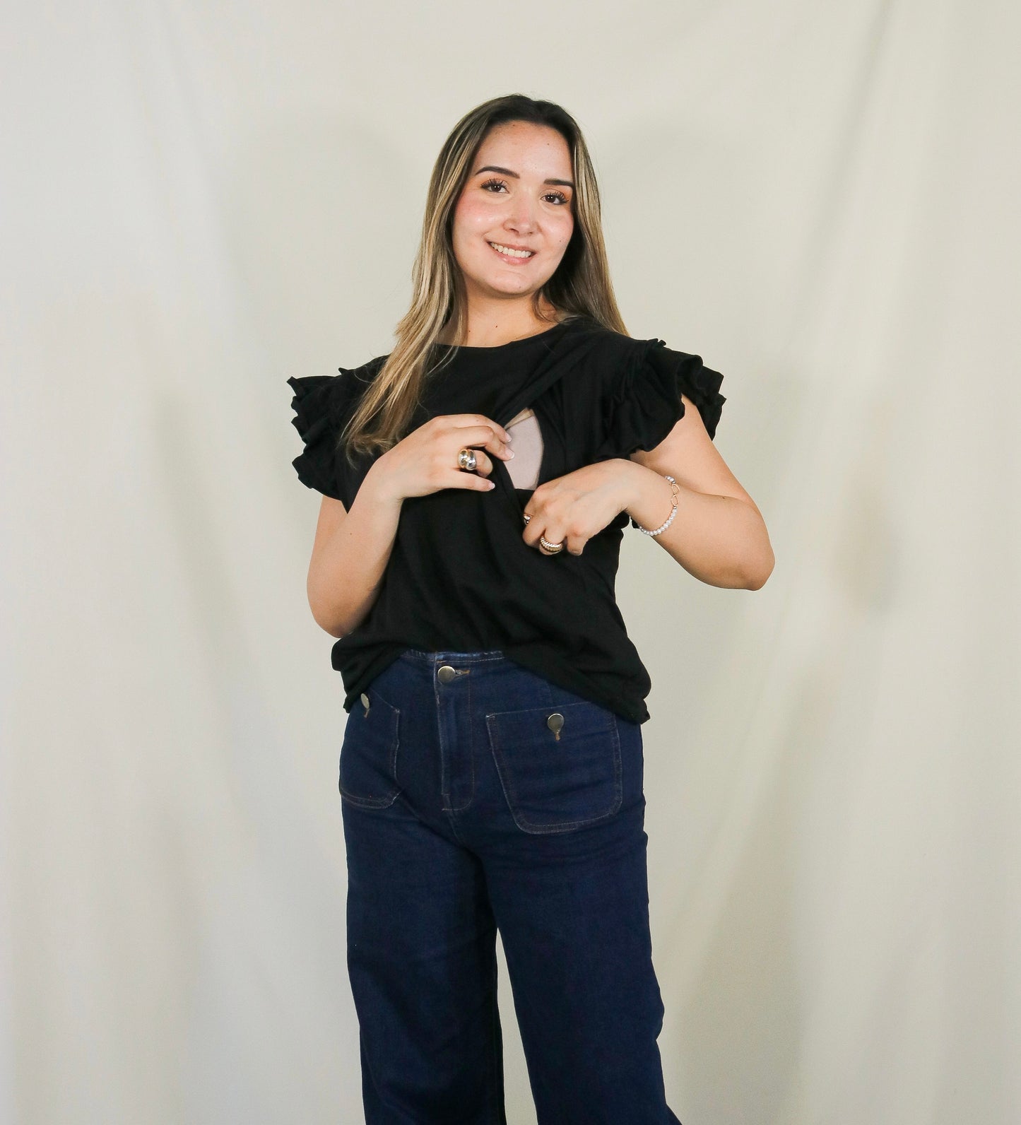 Blusa de lactancia, Adri negra algodón CH