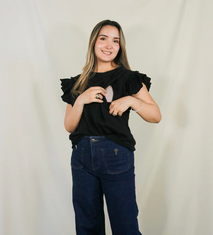 Blusa de lactancia, Adri negra algodón CH