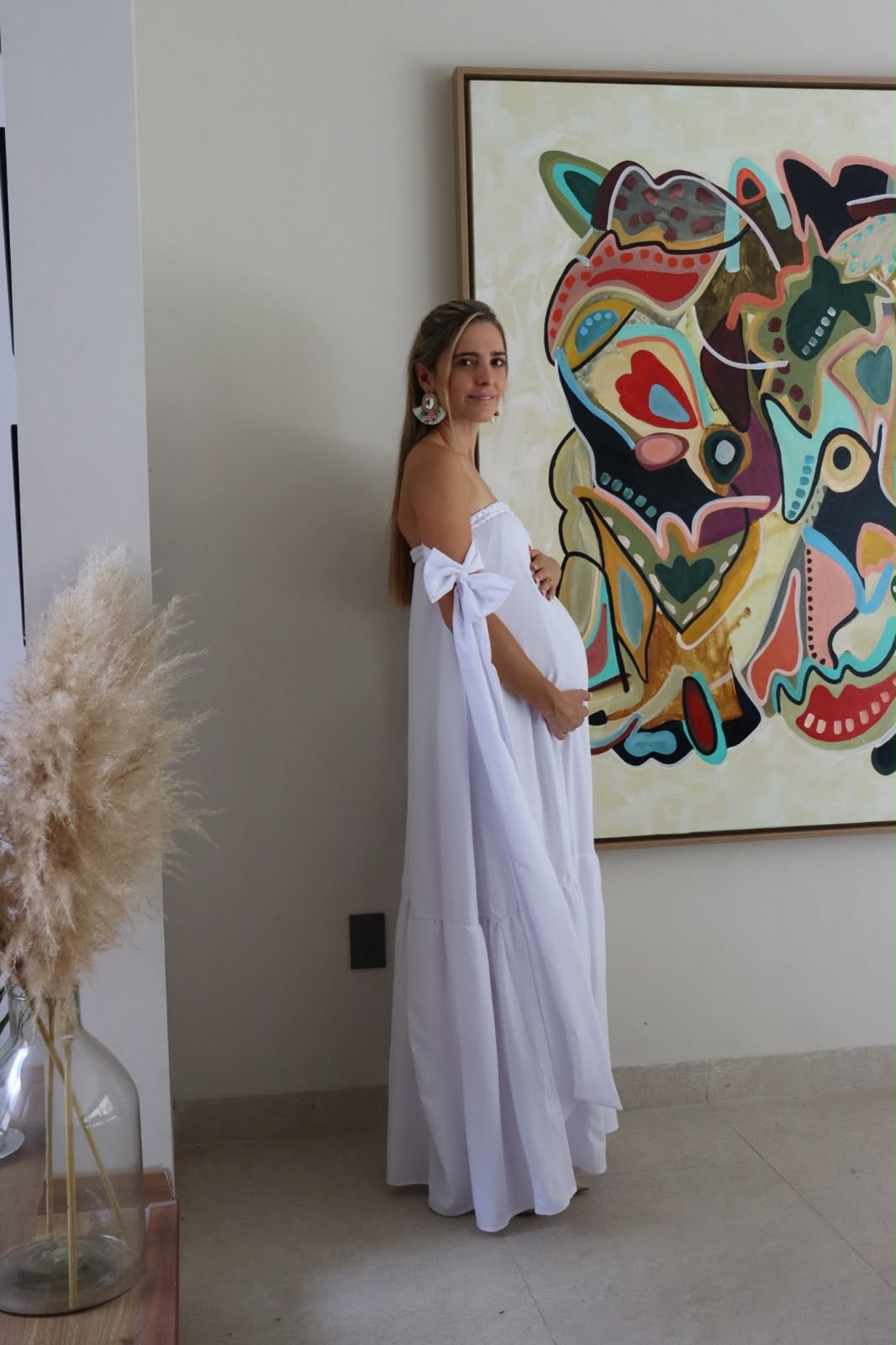Vestido de maternidad Alana Rosa brilloso