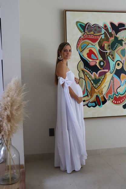 Vestido de maternidad Alana Rosa brilloso