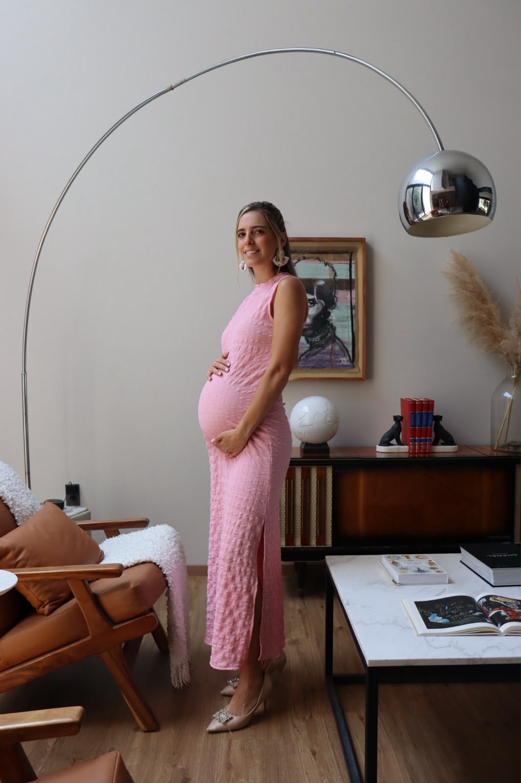 Vestido de maternidad Leslie, rosa cuadros