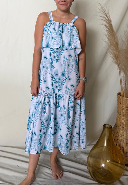 Vestido de maternidad y lactancia, Mitzi azul flores románticas