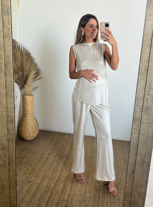 Conjunto de maternidad Mayte, dorado corrugado M