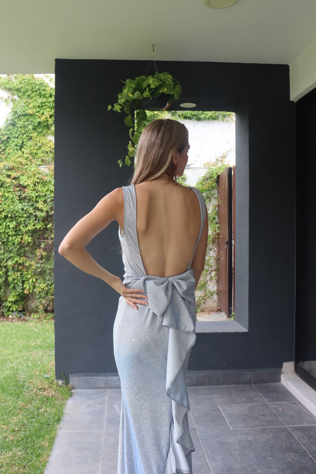 Vestido de maternidad moño Charlotte, plateado