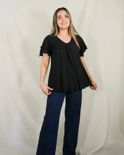 Blusa de lactancia/maternidad, negra Bertha