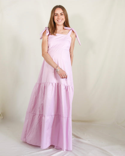 Vestido de maternidad Dalia rosa rayitas CH