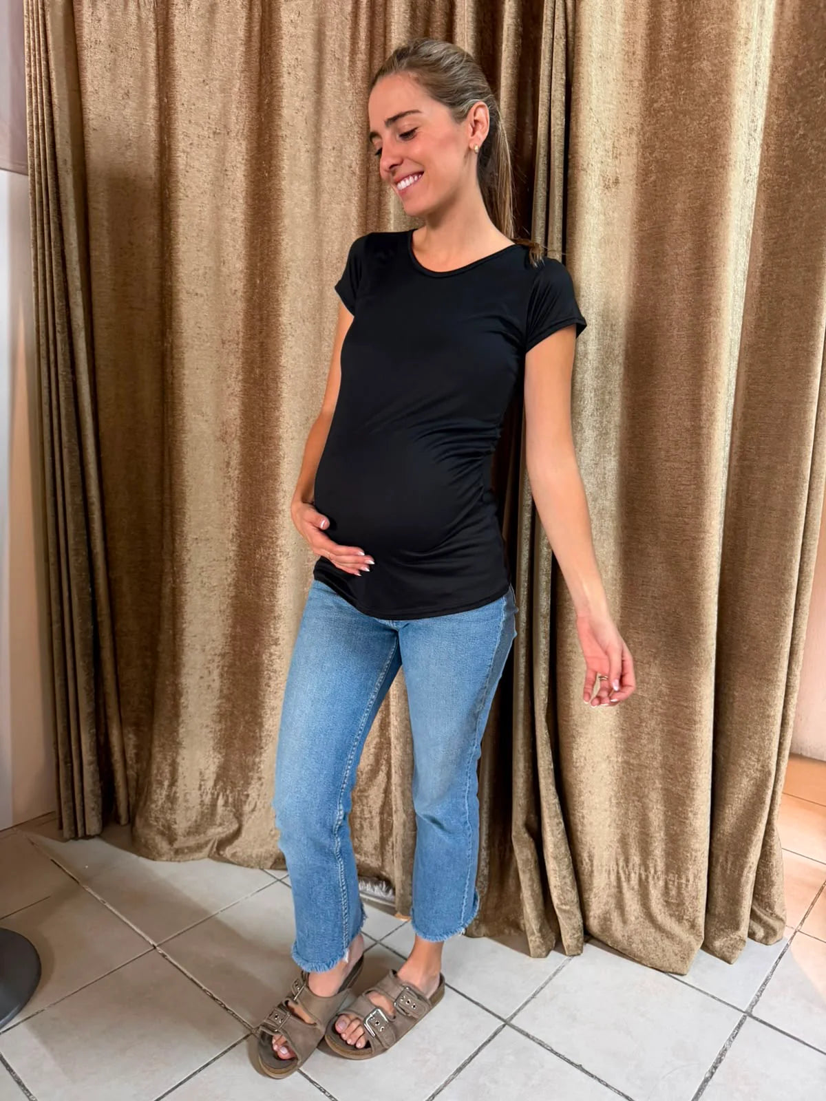 Blusa de maternidad algodón negra