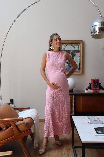 Vestido de maternidad Leslie, rosa cuadros