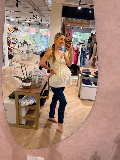 Blusa de maternidad rayas rosa y blanca unitalla