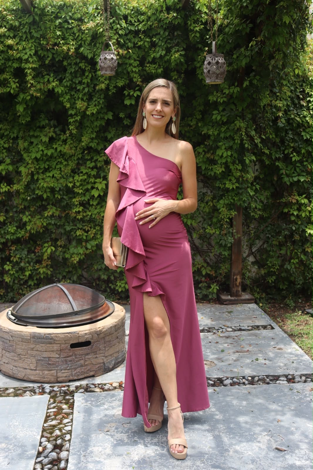 Vestido de maternidad Agustina, rosa licra quemado