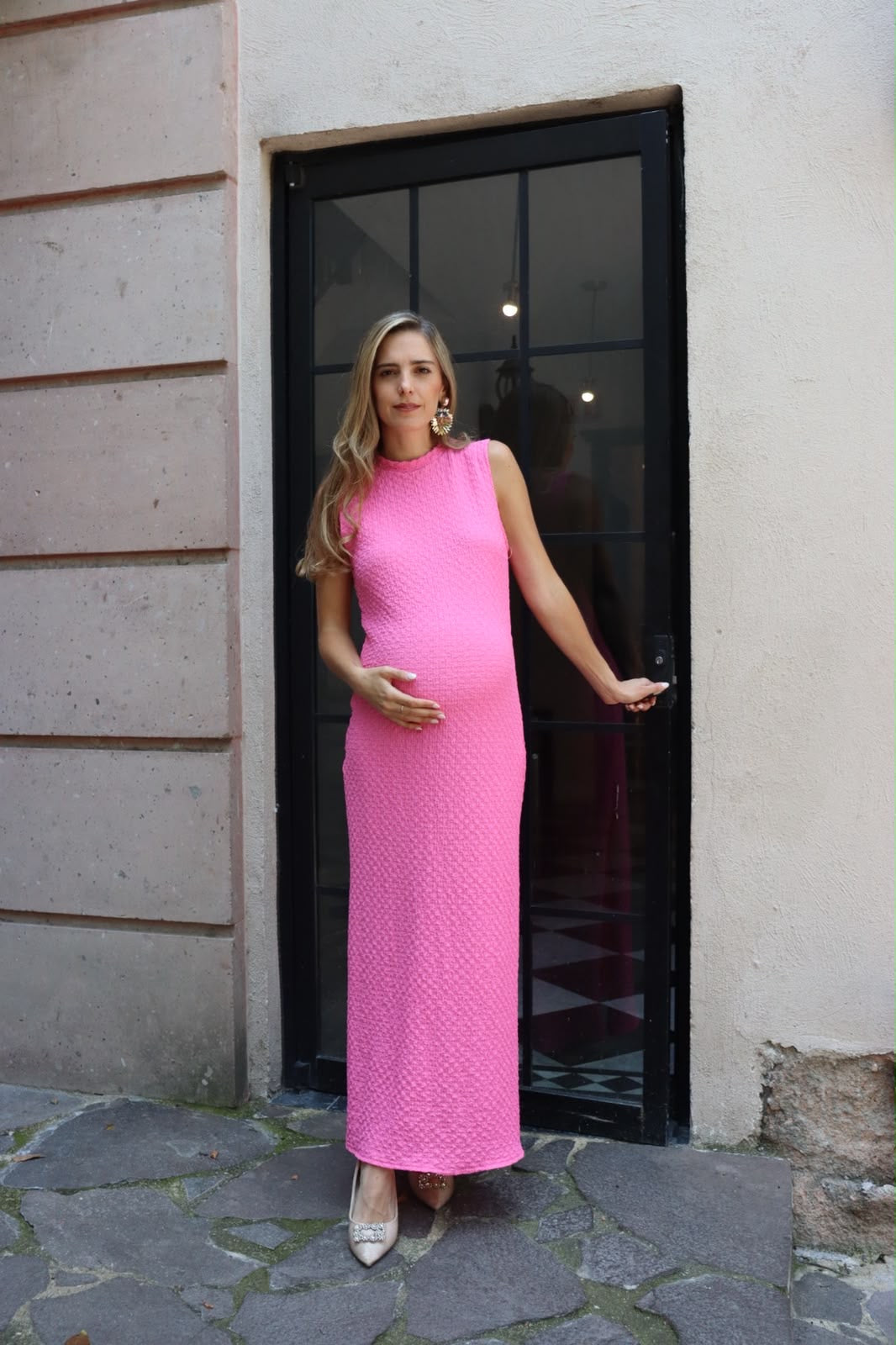 Vestido de maternidad Leslie, rosa corrugado Kirbi