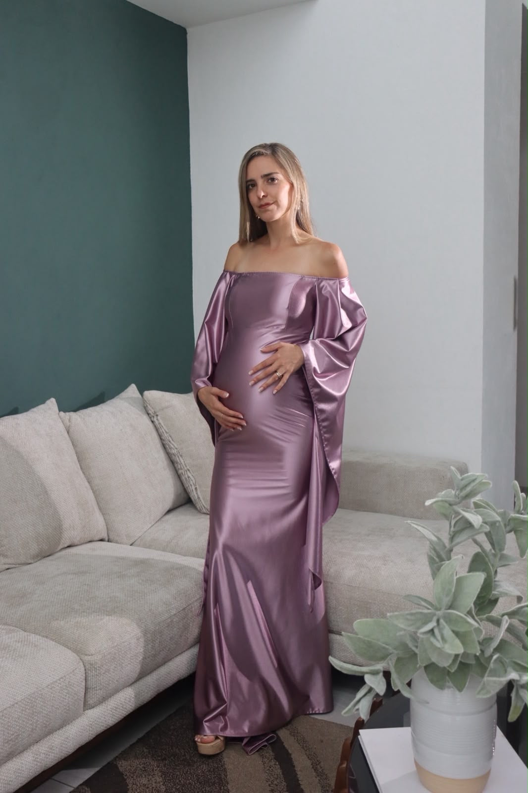 Vestido de maternidad Melissa, lavanda brilloso