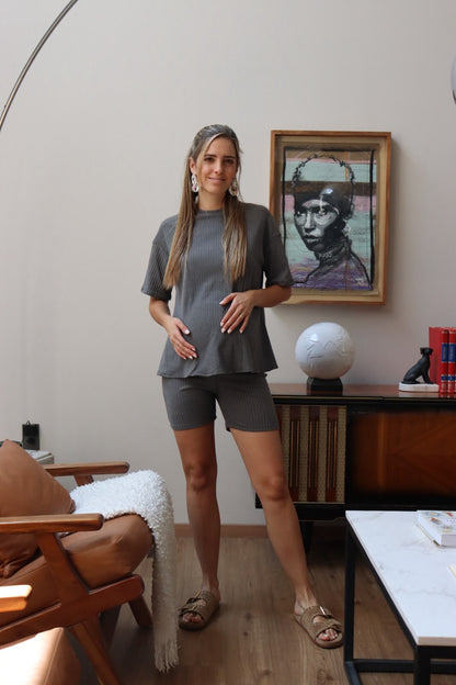 Conjunto de maternidad Mariel, gris rata