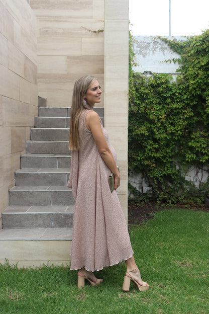 Vestido de maternidad Sonia, lentejuelas beige