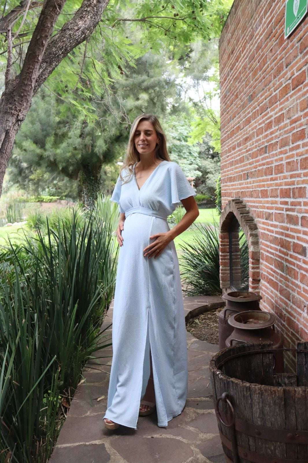 Vestido maternidad, Love azul bajito textura
