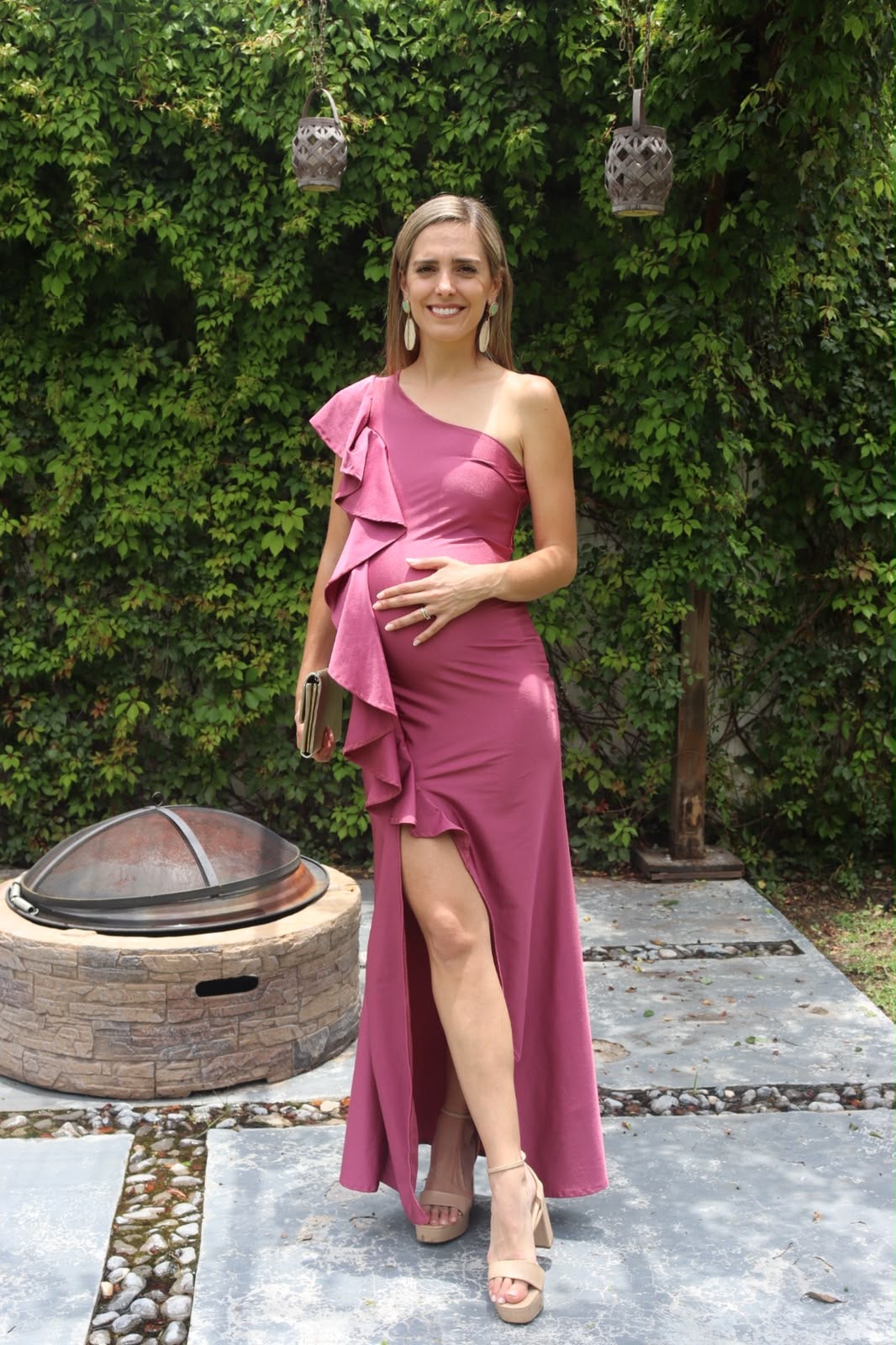 Vestido de maternidad Agustina, rosa licra quemado