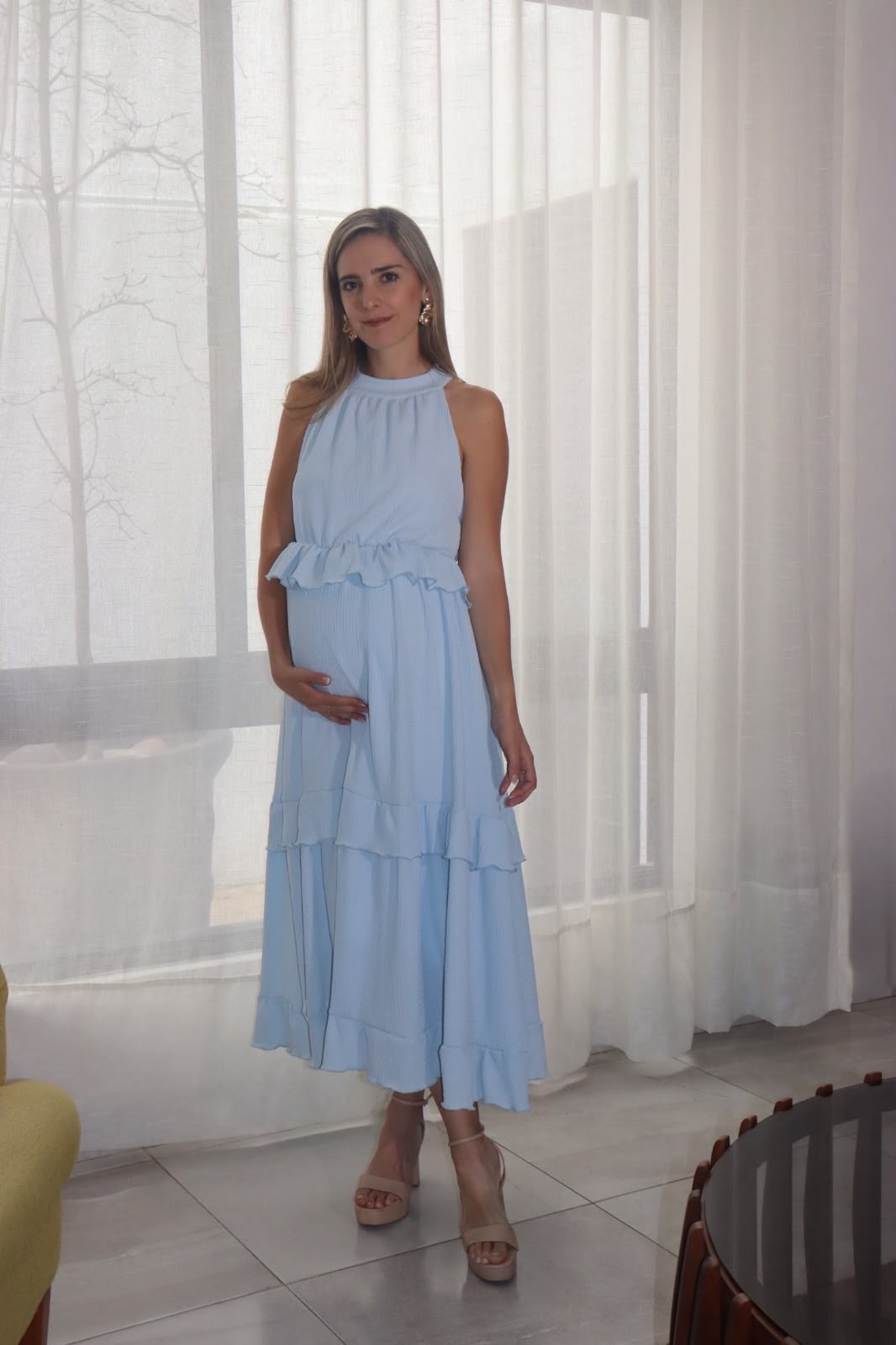 Vestido de maternidad, Victoria azul baby textura