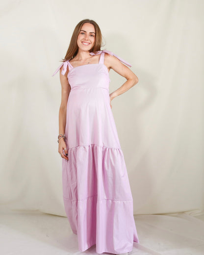 Vestido de maternidad Dalia rosa rayitas CH