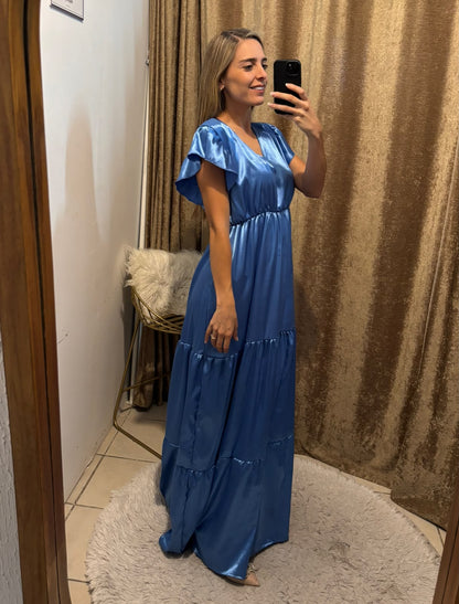 Vestido de maternidad Sofia/Dalia azul destellante