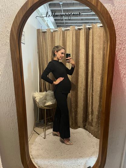 Conjunto de maternidad, negro rayas CH