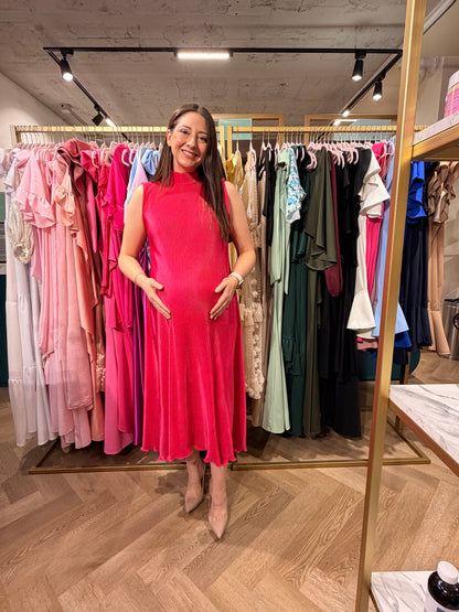 Vestido de maternidad Sonia, rosa rayas corrugado M
