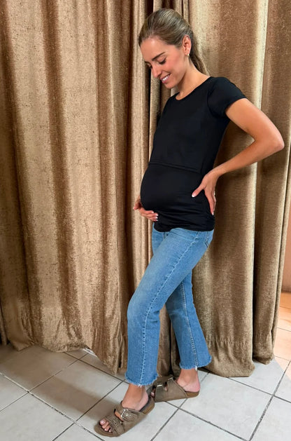 Blusa de maternidad y lactancia algodón negra