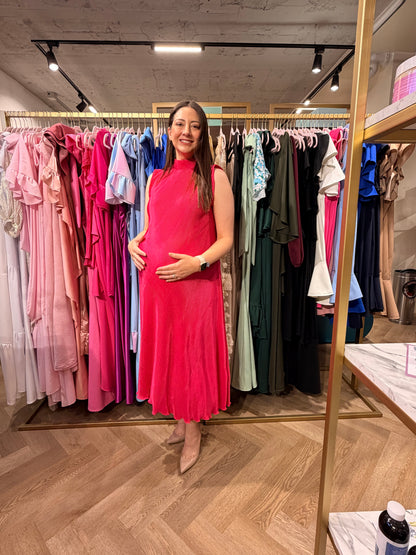Vestido de maternidad Sonia, rosa rayas corrugado M