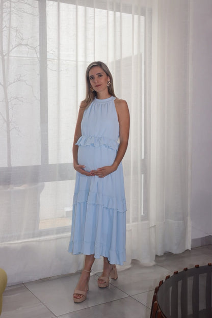 Vestido de maternidad, Victoria azul baby textura