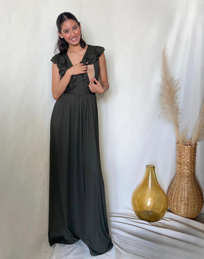 Xiomara de maternidad y lactancia verde licra olivo