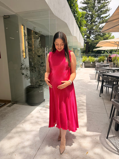 Vestido de maternidad Sonia, rosa rayas corrugado M